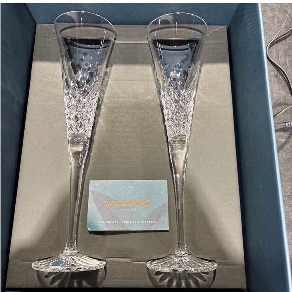 Waterford Celebration Flutes Tall Clear Glass Open Box 1A